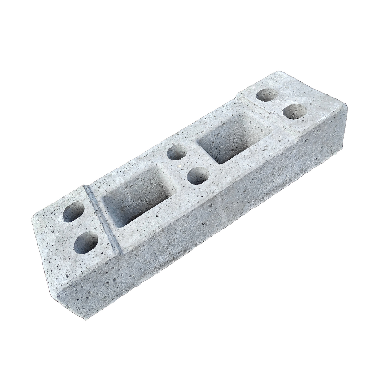 a side view of the concrete block 35kg on a white background