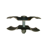 Close-up of a electro-galvanised standard fence coupler with bolt and nut connection